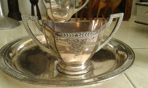 Silverplated Flower Engraved Tea Coffee Set Teapot Sugar And Milk Jug