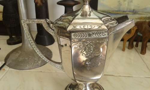 Silverplated Flower Engraved Tea Coffee Set Teapot Sugar And Milk Jug