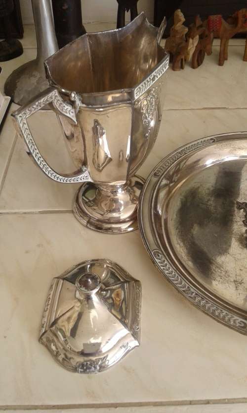 Silverplated Flower Engraved Tea Coffee Set Teapot Sugar And Milk Jug