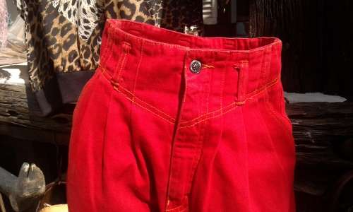 Original Vintage Origin Hi Waist Red Denim Jeans Size 14