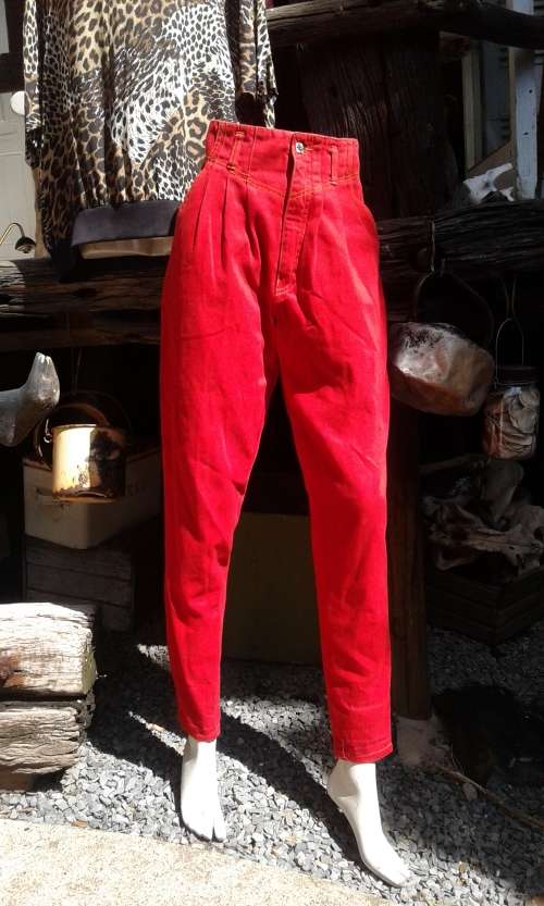 Original Vintage Origin Hi Waist Red Denim Jeans Size 14