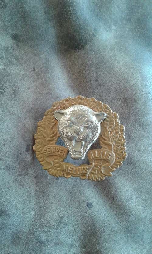 Vintage Badge With Leopard Head Semper Melius Aliis
