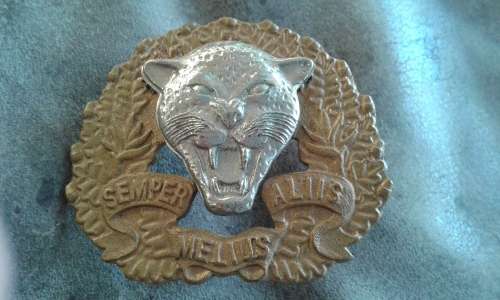Vintage Badge With Leopard Head Semper Melius Aliis