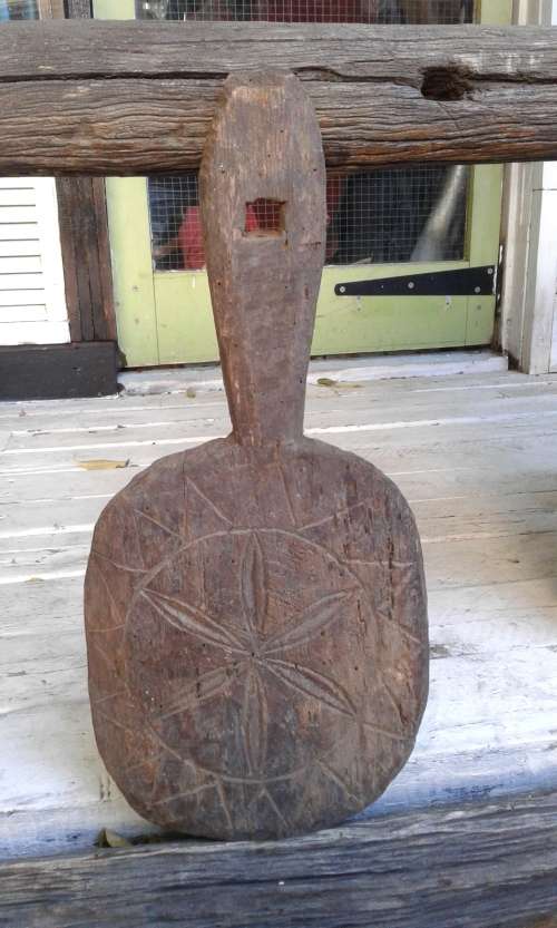Antique Primitive Hand Carved Wooden Butter Bread Paddle Board