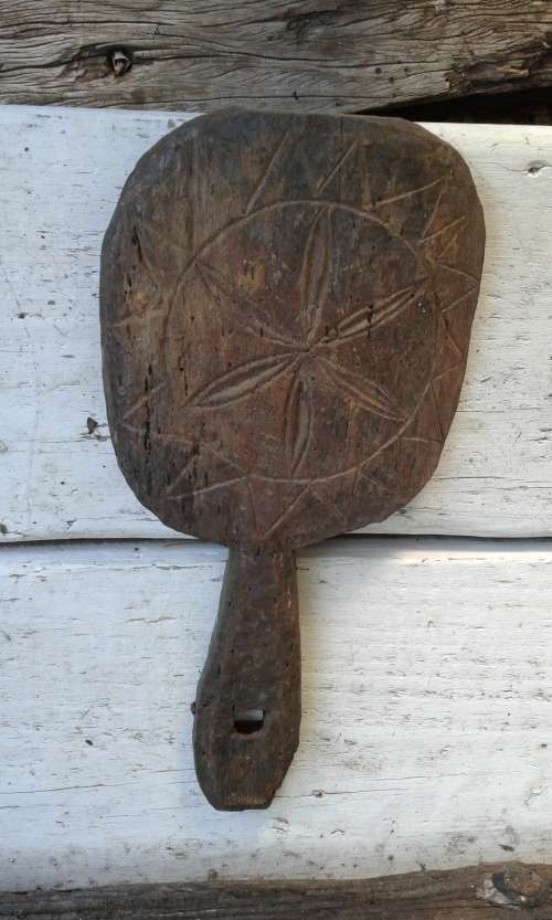 Antique Primitive Hand Carved Wooden Butter Bread Paddle Board