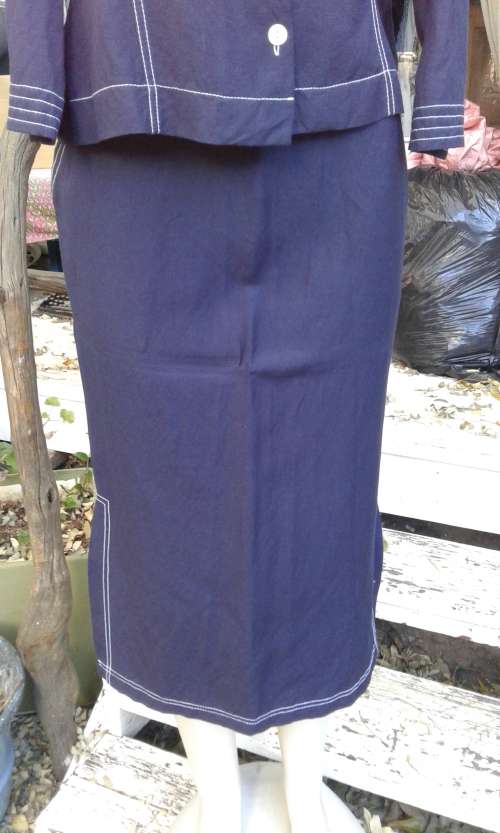 Vintage Original Two Piece German LEWINGER Linen Suit Skirt And Blazer Size 14