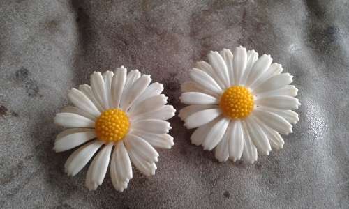 Original 1950s Vintage Daisy Clip On Earrings 4cm diameter