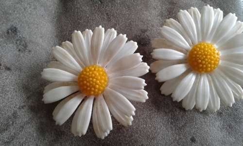 Original 1950s Vintage Daisy Clip On Earrings 4cm diameter