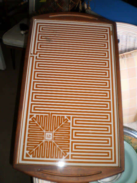 Vintage Philipps Mid Century Modern Glass And Wood Food Warmer Electric Hot Tray 75 cm x 40 cm