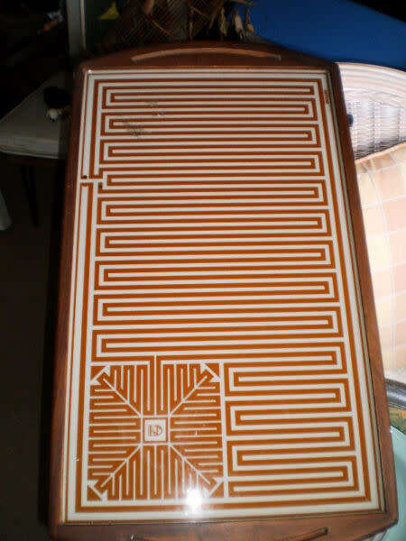 Vintage Philipps Mid Century Modern Glass And Wood Food Warmer Electric Hot Tray 75 cm x 40 cm