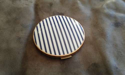 Vintage Stratton Blue And White Navy Stripes Compact Powder Made In England