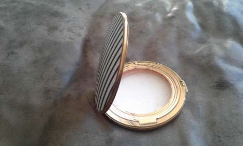 Vintage Stratton Blue And White Navy Stripes Compact Powder Made In England