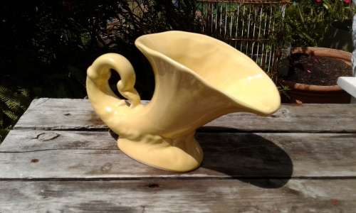 Vintage Yellow Cornucopia Luci Ware Vase No.7008 circa 1940s