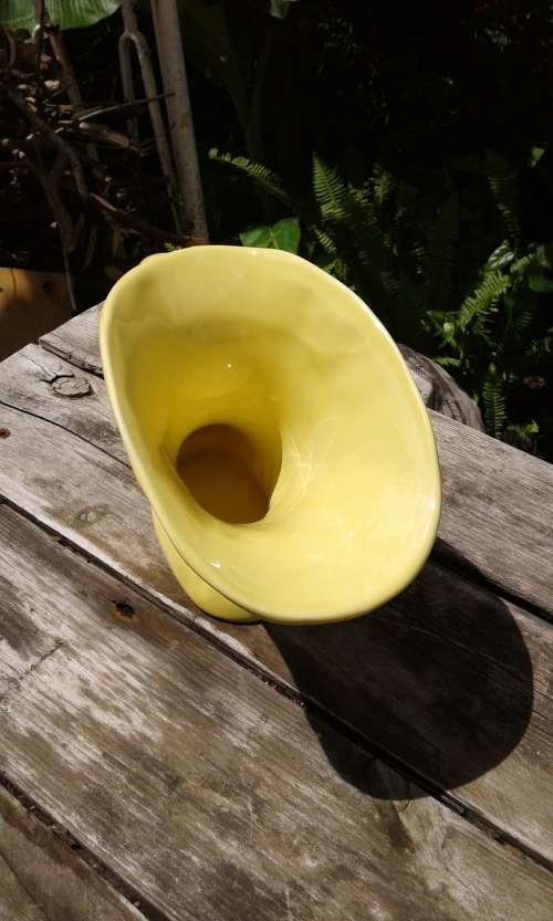 Vintage Yellow Cornucopia Luci Ware Vase No.7008 circa 1940s