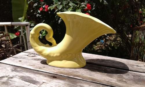 Vintage Yellow Cornucopia Luci Ware Vase No.7008 circa 1940s