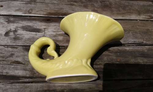 Vintage Yellow Cornucopia Luci Ware Vase No.7008 circa 1940s