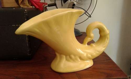 Vintage Yellow Cornucopia Luci Ware Vase No.7008 circa 1940s