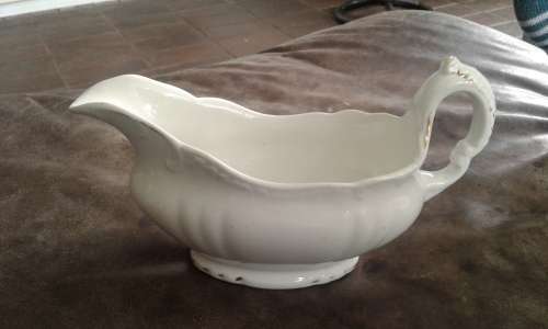 Antique John Maddock Royal Vitreous White Gravy Boat