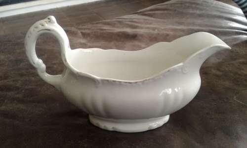 Antique John Maddock Royal Vitreous White Gravy Boat