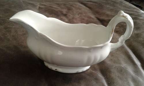 Antique John Maddock Royal Vitreous White Gravy Boat