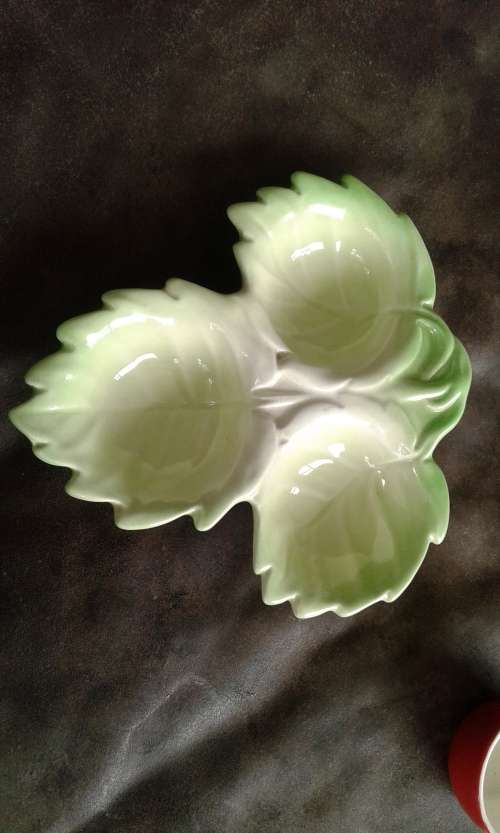 Antique Porcelain Tomato Shaped Salt And Pepper Shakers With Mustard Pot Marked Probably Carlton War