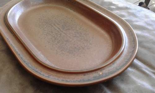 Large Arabia Wartsila Finland Mid Century Modern Brown Ruska Oval Serving Platter 37cm x 25 cm
