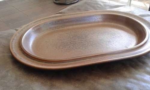 Large Arabia Wartsila Finland Mid Century Modern Brown Ruska Oval Serving Platter 37cm x 25 cm