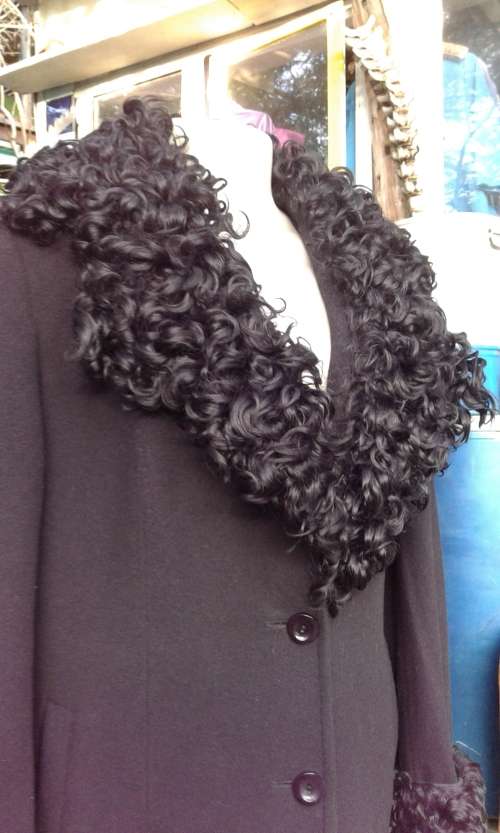 Vintage High Quality Black Cashmere And Fur Designer Coat Made In Italy Size 10