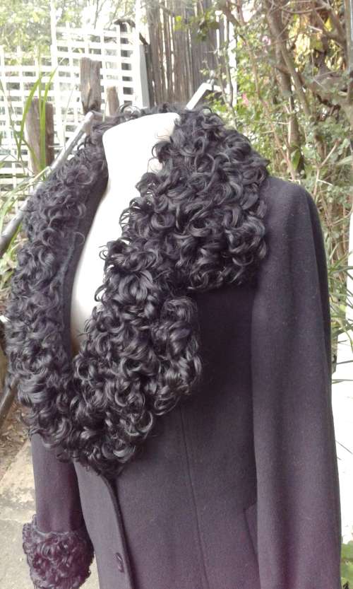 Vintage High Quality Black Cashmere And Fur Designer Coat Made In Italy Size 10