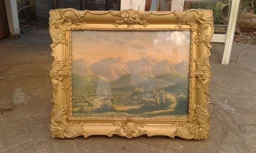 Set Of Two Antique Gerhard Beukes Prints The Nels River By Calitzdorp Ornate Golden Period Frames