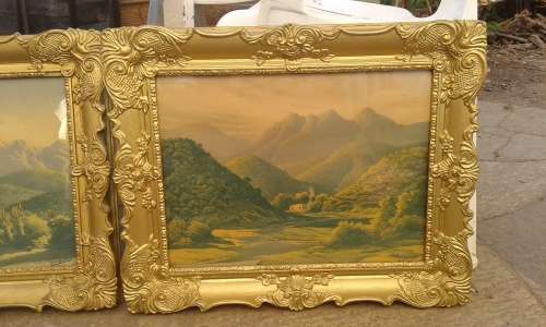 Set Of Two Antique Gerhard Beukes Prints The Nels River By Calitzdorp Ornate Golden Period Frames