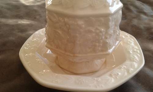 Beautiful Handmade Antique Balboa Porcelain Milk Jug With Saucer Marked