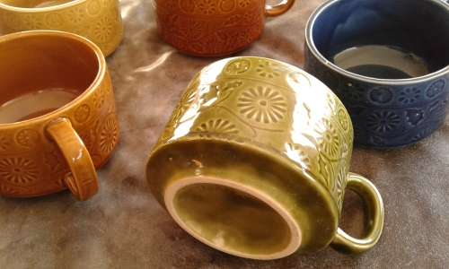 6 Large Mid Century Modern Handcrafted Japanese Stoneware Soup Cups