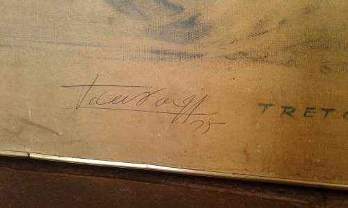 Original Vintage Very Large Framed Vladimir Tretchikoff Fighting Zebras Print 1m x 75cm Signed 1975