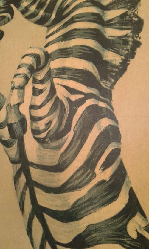 Original Vintage Very Large Framed Vladimir Tretchikoff Fighting Zebras Print 1m x 75cm Signed 1975