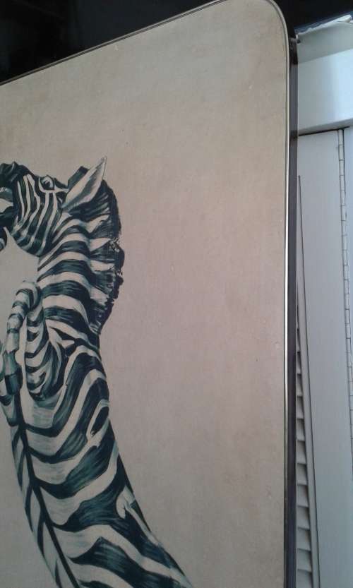 Original Vintage Very Large Framed Vladimir Tretchikoff Fighting Zebras Print 1m x 75cm Signed 1975