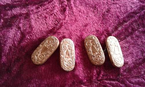 Antique Handmade Brass Art Nouveau Banded Engraved Cufflinks Marked