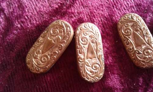 Antique Handmade Brass Art Nouveau Banded Engraved Cufflinks Marked