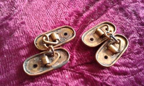 Antique Handmade Brass Art Nouveau Banded Engraved Cufflinks Marked