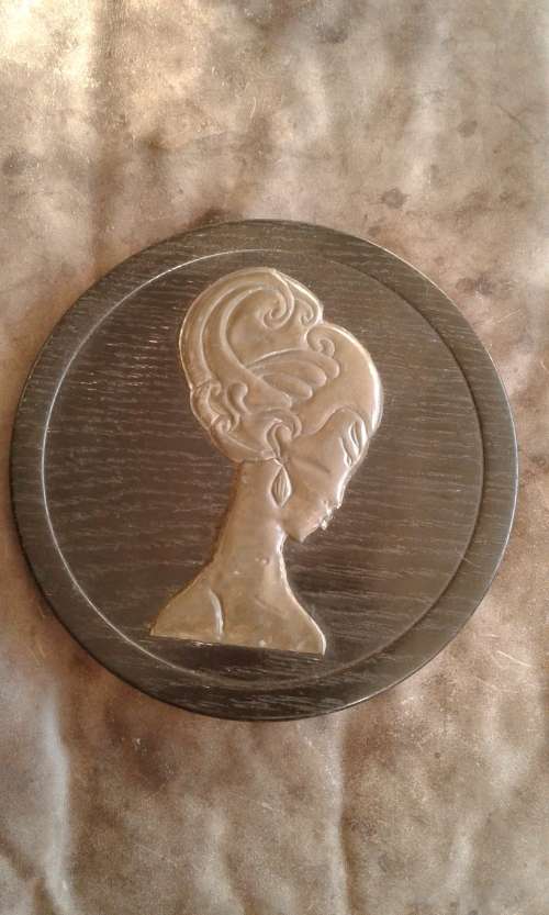 Mid Century Modern 1960s Wood And Pewter Wall Plaque Wall Hanging