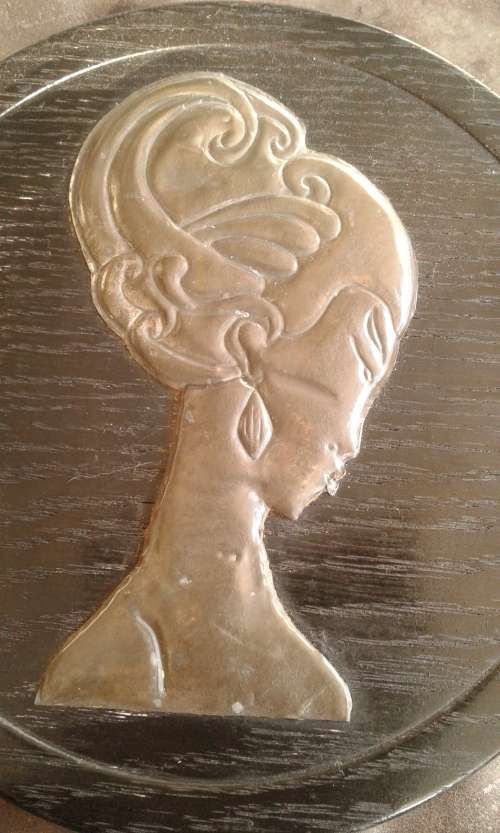 Mid Century Modern 1960s Wood And Pewter Wall Plaque Wall Hanging