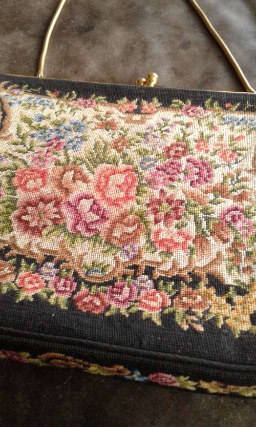 Vintage Austrian Petit Point Handbag Bag And Money Purse In Mint Condition
