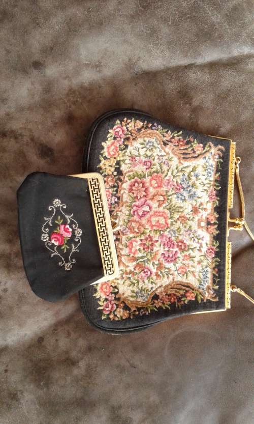 Vintage Austrian Petit Point Handbag Bag And Money Purse In Mint Condition