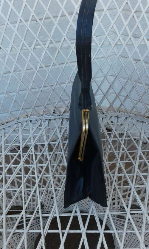 Vintage 1960s Navy Blue Vinyl Handbag Bag