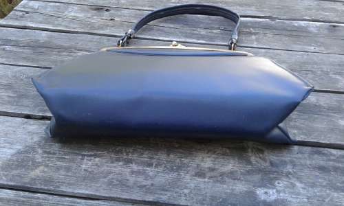 Vintage 1960s Navy Blue Vinyl Handbag Bag
