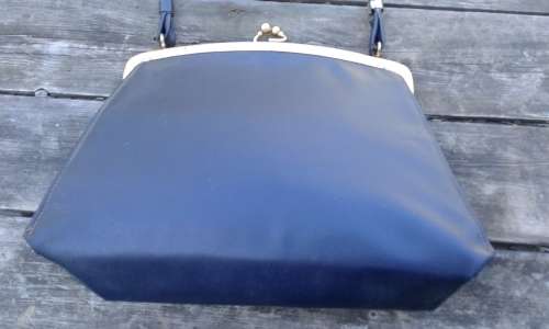 Vintage 1960s Navy Blue Vinyl Handbag Bag