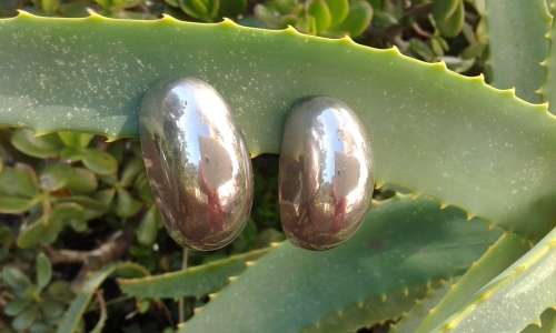 Vintage Modernist Silver Tone Metal Clip On Earrings