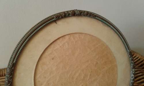 Antique Victorian Round Ornate Brass Picture Frame With Glass