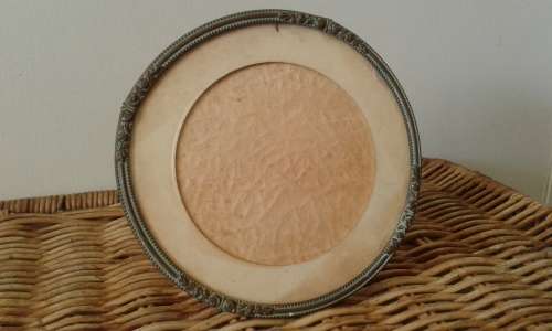 Antique Victorian Round Ornate Brass Picture Frame With Glass