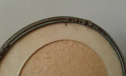 Antique Victorian Round Ornate Brass Picture Frame With Glass